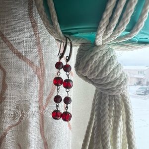 Red glass earrings